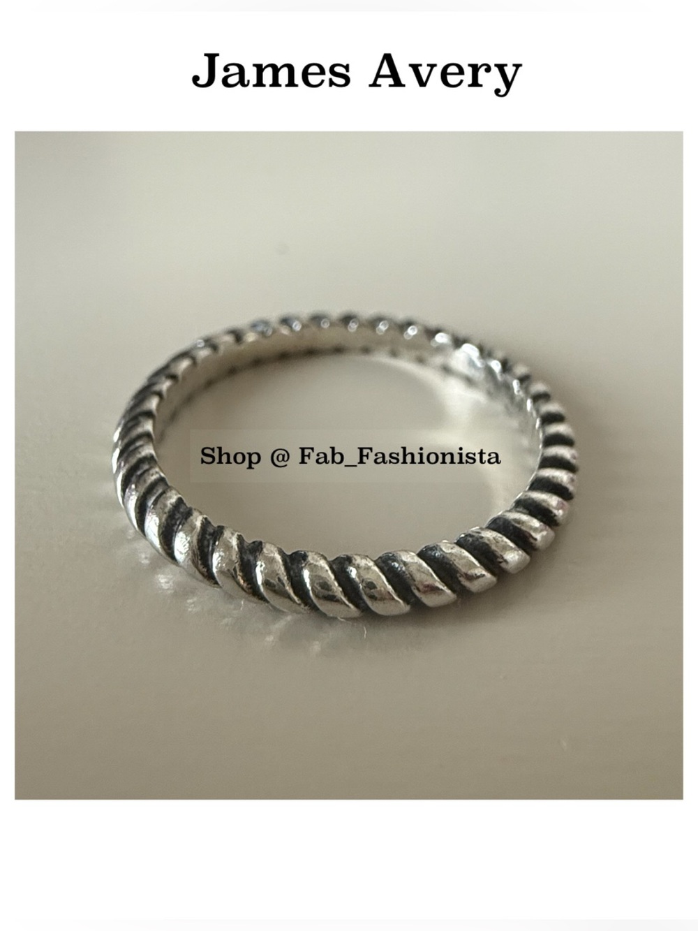 James Avery Sterling Silver Twisted Wire Rope Ring size 7